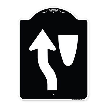 Signmission Traffic Keep Left Symbol Heavy-Gauge Aluminum Architectural Sign, 24" x 18", BW-1824-22790 A-DES-BW-1824-22790